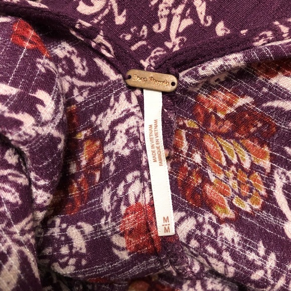 Free People Berry Purple Floral Open Back Tunic Printed Flowy Mini Dress - Picture 13 of 16
